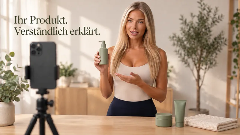 Inszeniertes Produktmotiv: Tine, die virtuelle Präsentationsfigur, zeigt eine Pflegecreme.